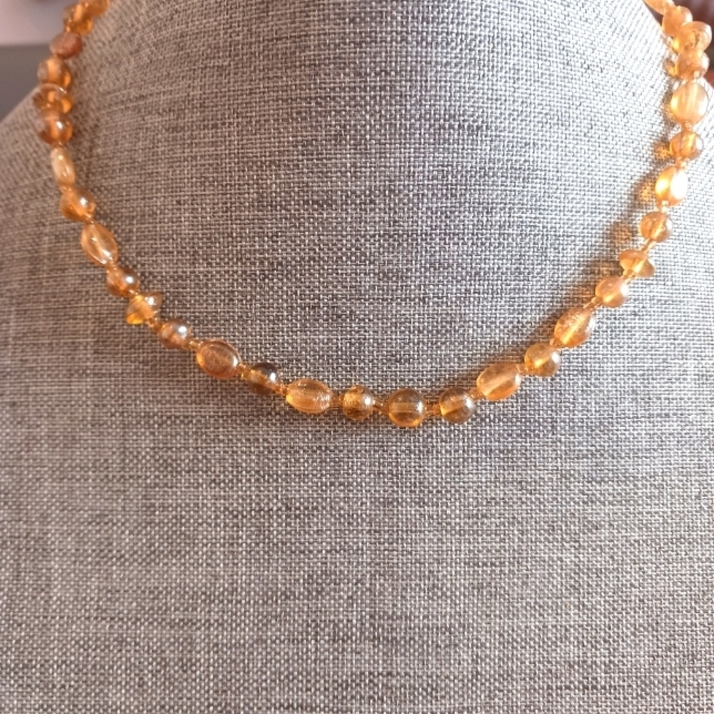 Boho Amber Glass Necklace - New Item (17")